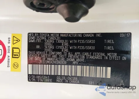 2017 Lexus Rx 350 from USA, damaged, VIN 2T2ZZMCA2HC080939